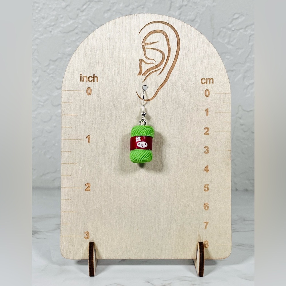 4/$20 Green Yarn Ball Earrings - Picture 5 of 8